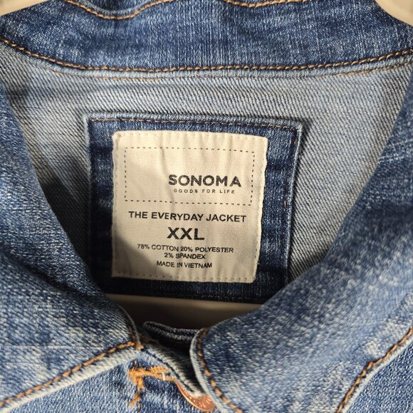 Sonoma Goods for Like Everyday Jean Trucker Jacket Distressed & Frayed XXL (Q-5) - Picture 2 of 8
